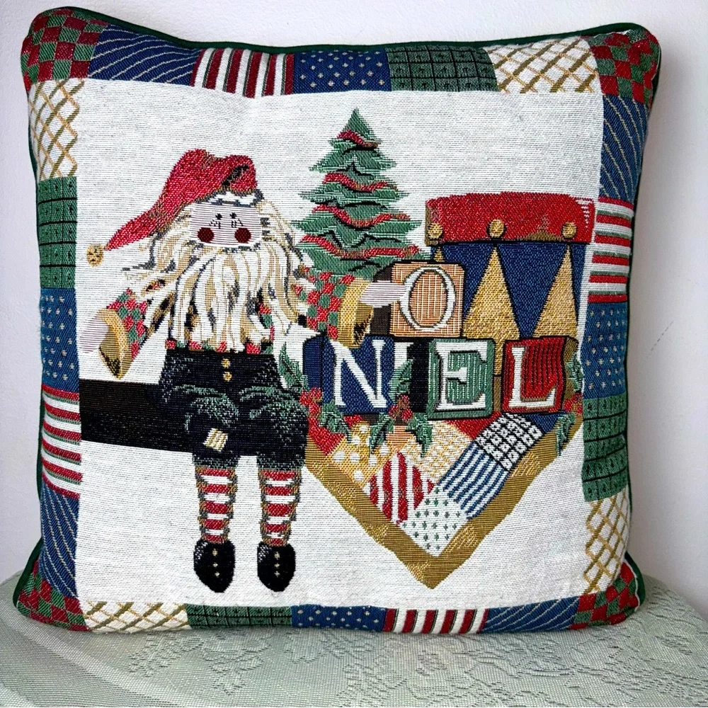 Vintage Fashion Christmas Decorative Tapestry NOEL Pillow 16”‎ x 16”